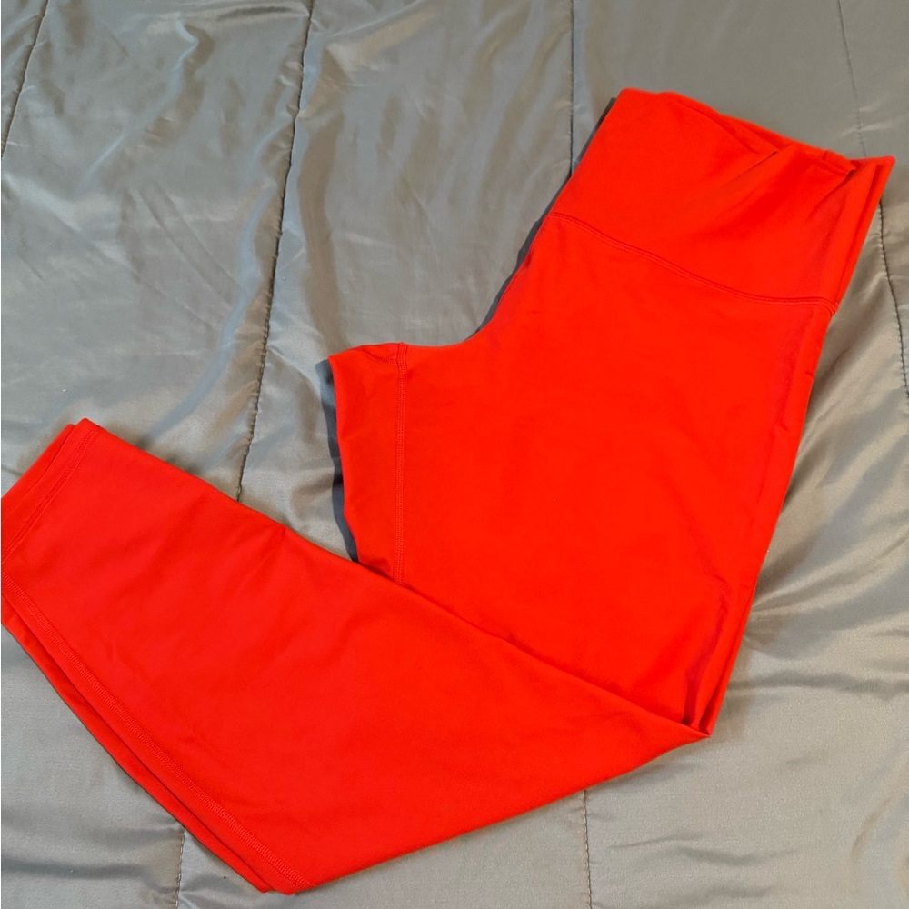 Vibrant Orange Red High-Waisted Leggings